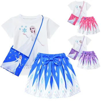 

Snow Queen girl dress Elsa Anna girl dress birthday gift costume party princess three-piece girl summer children's clothing