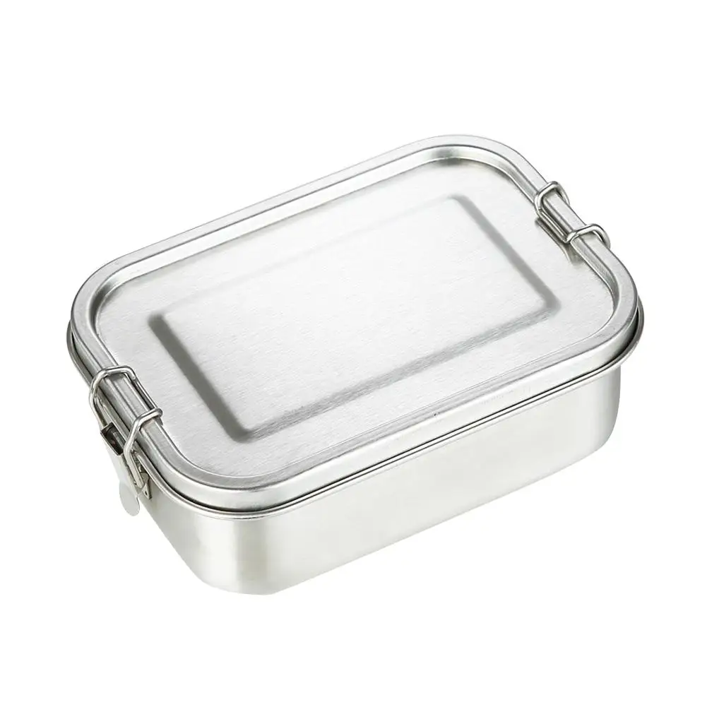 

Stainless Steel Bento Lunch Box For Kids/Adult Single Layer School Lunchbox Food-Container Rectangular Meal Prep Storage-Box