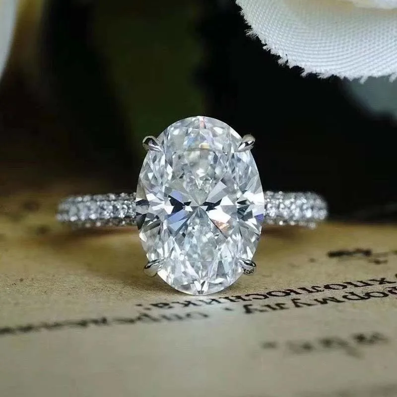 925 Sterling Silver Oval Finger Rings for Women Paraiba Tourmaline Engagement Wedding Jewelry
