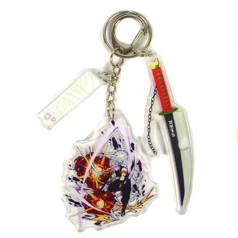 Anime Demon Slayer Kamado Tanjirou Kimetsu No Yaiba Pendant Keychains Acrylic Cartoon Key Chain Decoration Keyring Prop Gift