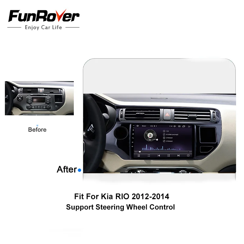 Автомагнитола Funrover 9 дюймов 2.5D ips Android 9,0 для KIA RIO 2013 2012 Автомобильный мультимедийный dvd-плеер gps навигация Авторадио