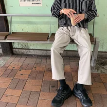 Весна и осень новые осенние японские Ретро прямые свободные девять точек широкие брюки повседневные однотонные брюки мужские S-XL