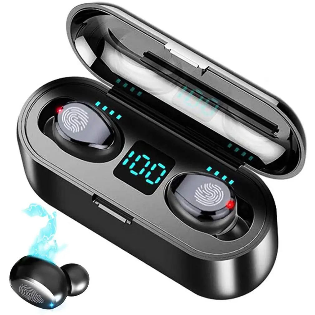 Wireless Earphones Headphone Touch Control Earphones Stereo Sport Headset F9 TWS Bluetooth 5 0 LED Display Gaming Auricular