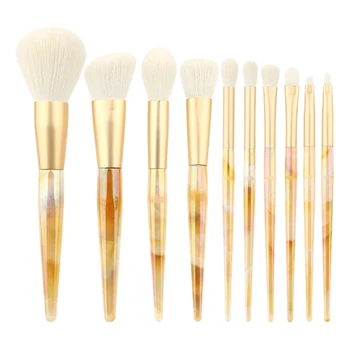 

10PCS Super Beautiful Sunset Protein Marble Makeup Brush Set with Plastic Handle Imitation Wool Brush Set