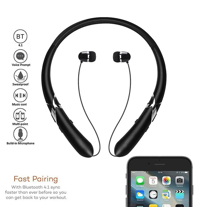 VTIN выдвижные наушники с шейным ремешком беспроводная гарнитура спортивные