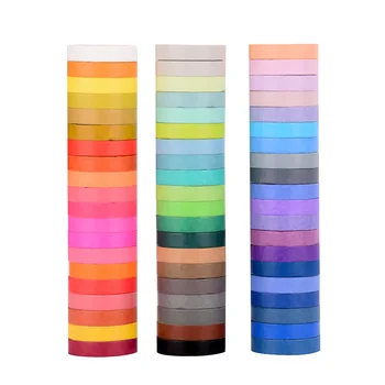 

60 Pcs/Set Slim Rainbow Masking Washi Tape Scrapbooking Sticker Kawaii Basic Solid Color Decorative Adhesive Tape Stationery