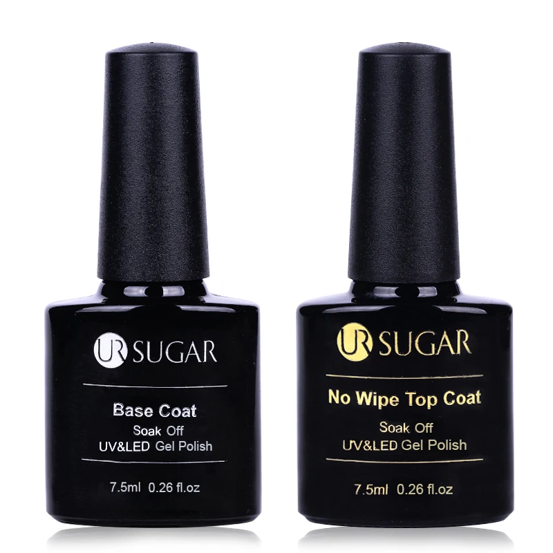Top Base Set Ur Sugar, 7,5 мл, голографический блеск, карамельный цвет, красный цвет, замочить от УФ-геля, лак, основа, топ, матовый лак для ногтей - Цвет: Top Base Set