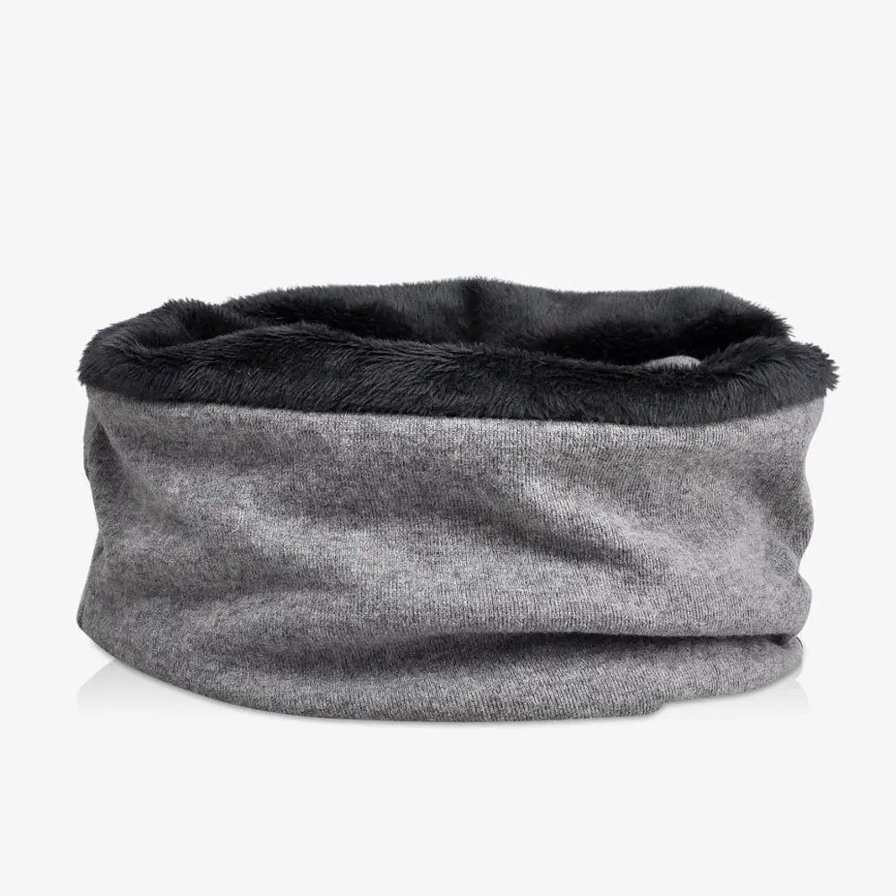 Мужские шапки осень зима теплые Skullies Beanies шарф шапка двойного назначения шапки для женщин тюрбан шапка для мужчин сплошной цвет плюс бархат бини - Цвет: Серый