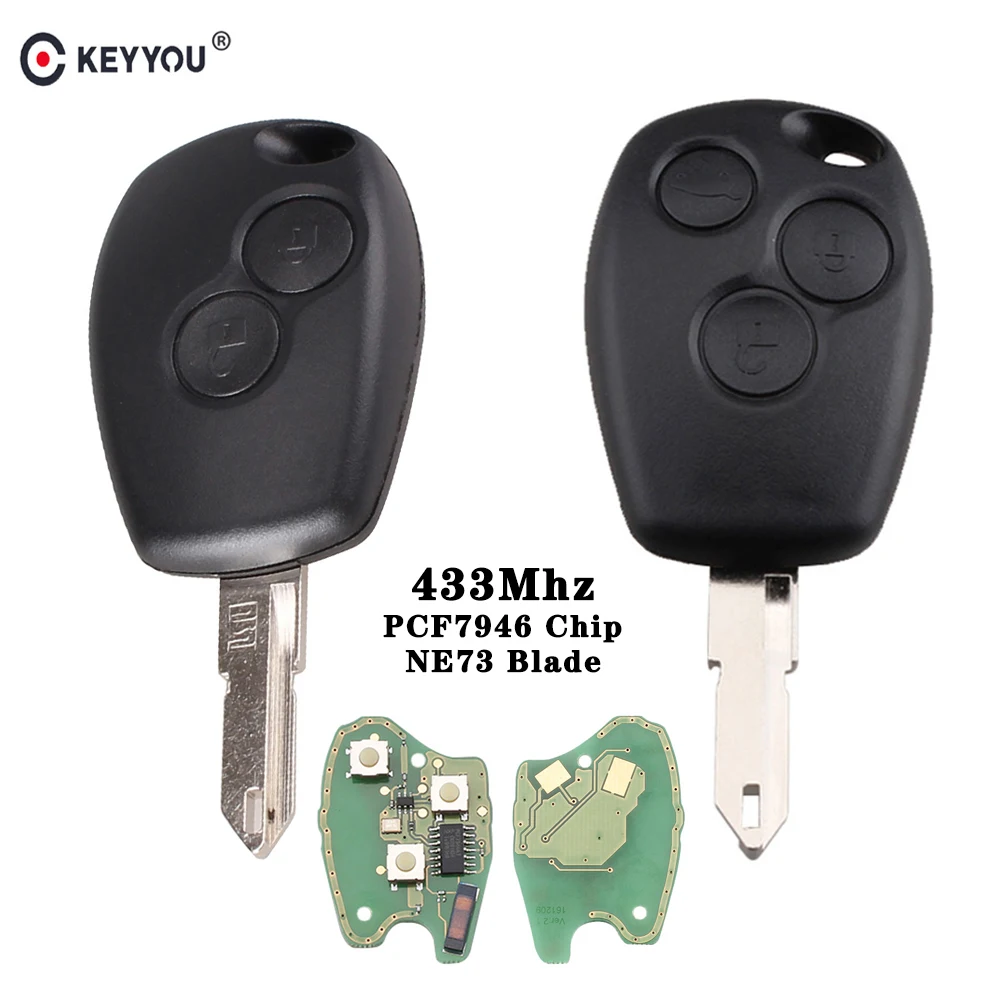 KEYYOU 433 МГц Автомобильный ключ дистанционного управления для Renault Duster Logan Fluence Clio Vivaro Master trafance Megane Laguna PCF7946 чип