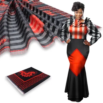 

2020 good quality 4yards african organza lace fabric with 2yards ribbon lace fabric for women party dress F1FHMA165