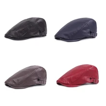 Винтажные мужские кожаные плоские плющи шапки газетчик Гэтсби капот таксистка Байкер берет шляпа