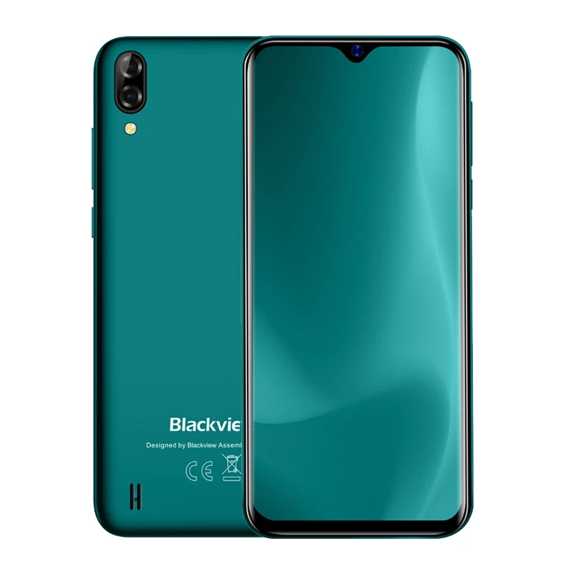 Blackview A60 6," экран капли воды 4080 мАч Смартфон Android 8,1 13MP задняя камера Сотовый телефон MT6580 четырехъядерный мобильный телефон - Цвет: Зеленый
