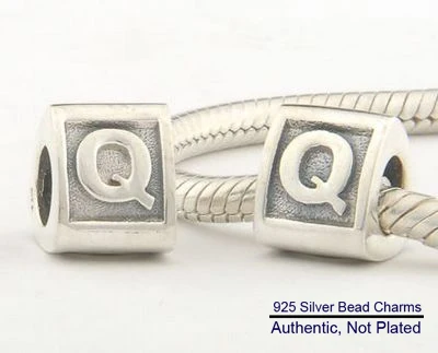 

DIY fits for Bracelets Alphabet Q Charms 100% 925 Sterling Silver Beads Free Shipping