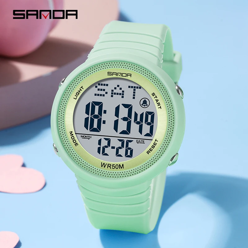 SANDA Watch 6022 Fashion Sport Women's Watches White 50M Waterproof Digital  Watch for Girl Casual Wristwatch relogio feminino - AliExpress