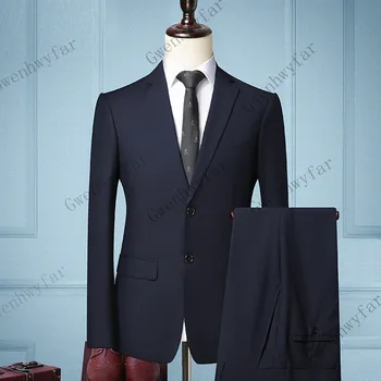 

Gwenhwyfar 2020 New Classic Men Suit 2 Pieces Slim Black Wedding Groom Tuxedos Men Suit Gentlemen Costume (Blazer+pants)