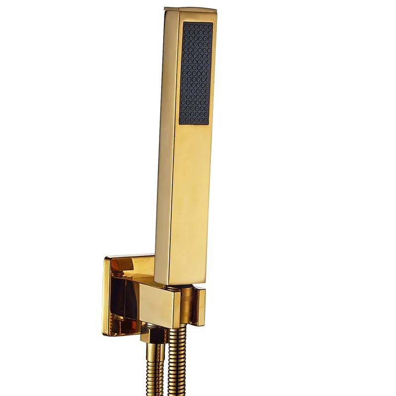 8" Golden Brass Square Shaped Bathroom Wall Mount Shower System