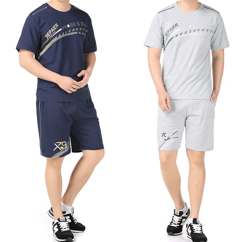

2020 New Style Summer Wear Men Leisure Sports Suit Men's Large Size Loose-Fit Middle Aged And Elderly People Two-Piece Set