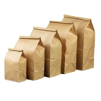 

50pcs Kraft Paper Bags Food Tea Small Gift Bag Sandwich Bread Bags Party Wedding Supplies Wrapping Gift Bags Take Out Eco Bags