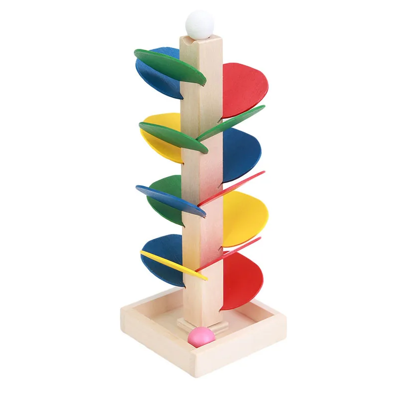 Wooden Tree Marble Ball Run Track Game Montessori Toy Building Blocks Baby Kids Children Intelligence Early Educational DIY Toys