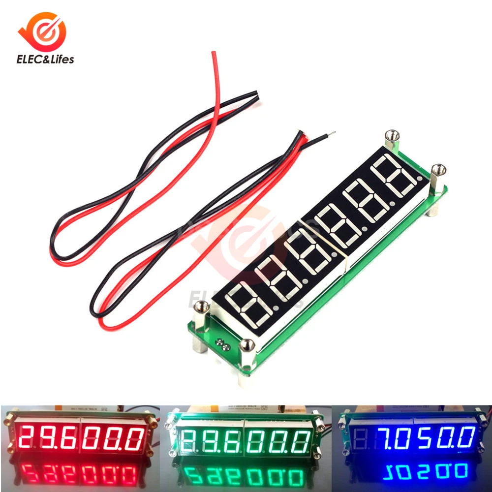 Красный/синий/зеленый светодиодный дисплей 6 цифр 0 1 MHz ~ 65MHz цифровой RF счетчик