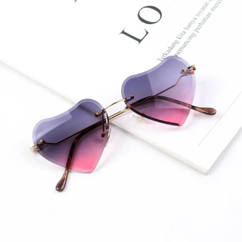 2 New Kids Rimless Sunglasses Girls Baby LOVE Heart Shape Sun Glasses Shades C6UD - Цвет линз: 2