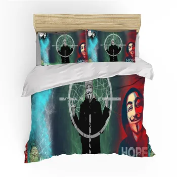 

3D Print A Man Bedding Set anonymous Duvet Cover Set For Bedroom Movie Bedclothes Home Decor Duvet Cover With Pillowcase