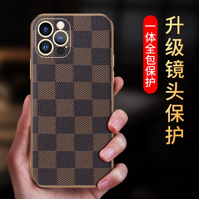 Металлический бампер из натуральной искусственной кожи для Iphone 13 12 12pro 13pro Pro Max