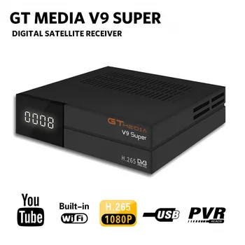 

GT media Satellite Receiver V9 Super DVB-S2 H2.65 FREESAT V9 SUPER Satellite TV Receiver HD 1080P with 2 Year cccam Clines Lines