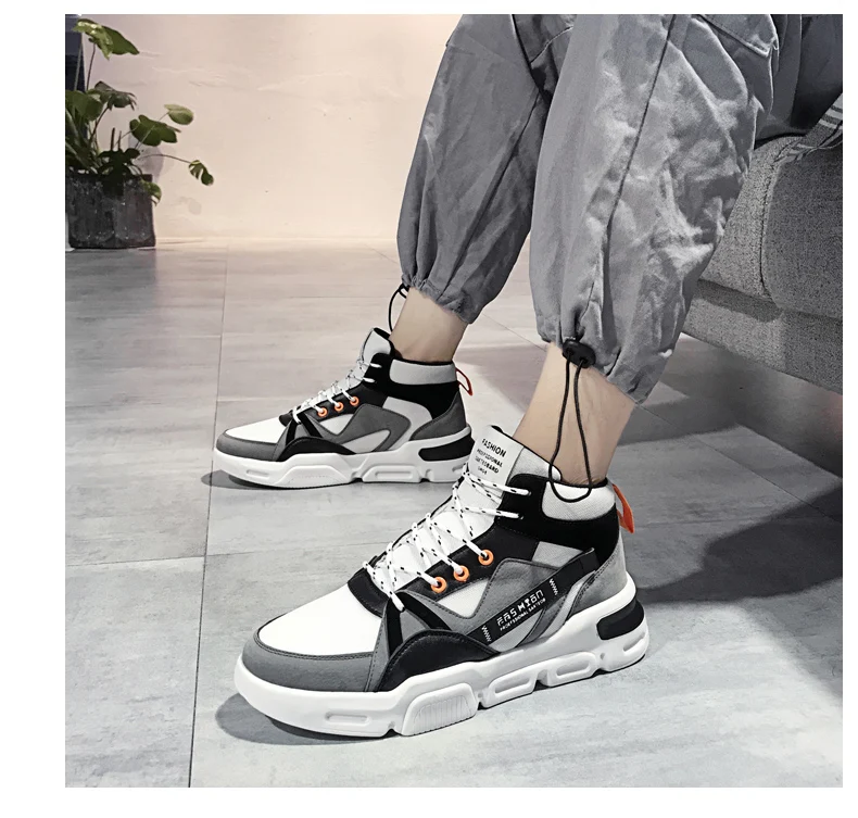 Leader Show Men Walking Shoes Lace-up Korean Version Of The high-top Shoes Trend Sport Shoes Zapatillas Hombre Men Sneaker