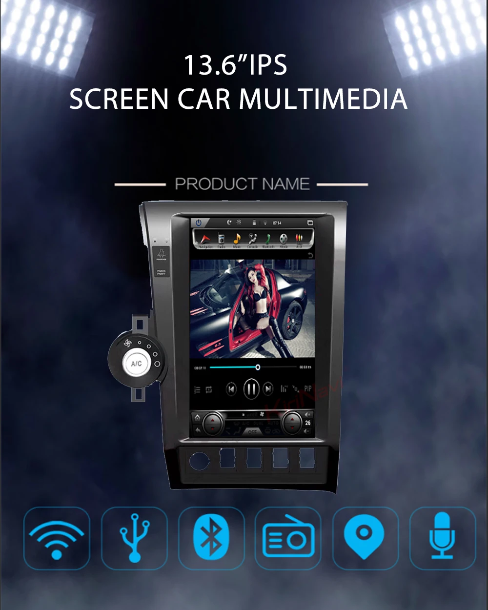 Flash Deal KiriNavi 13.6" Telsa Style Vertical Screen 1 Din Android Car Radio For Toyota Tundra Car Multimedia Player Auto Gps Navigation 0