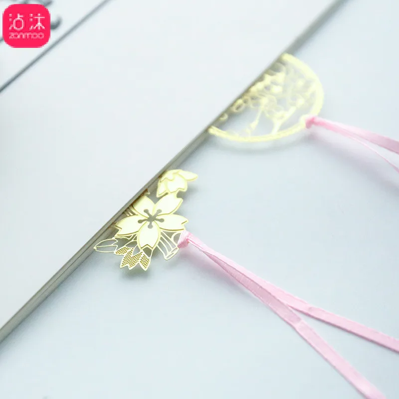 

0877 Cherry Blossom Series Chinese-style Hollow out Bookmark Creative Metal Small Mini Brass Bookmark Page Holder