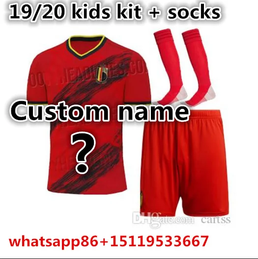 Комплект для детей+ носки DE BRUYNE 19 20 R. LUKAKU E. HAZARD Belgium, Детская футболка M. DEMBELE, евро, Бельгийская Футбольная Футболка - Цвет: kids