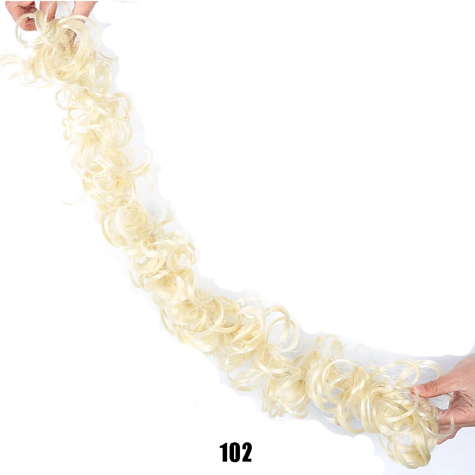 MANWEIWomen кудрявые шиньон грязный булочка Tousled hairpieceBand синтетическая резинка для волос обертка волосы грязные булочки шиньоны - Цвет: 102
