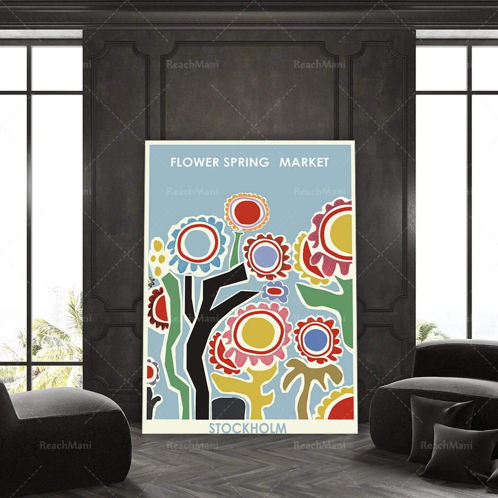 Стокгольмский плакат с цветочным принтом выставочный иллюстрация на цветочном