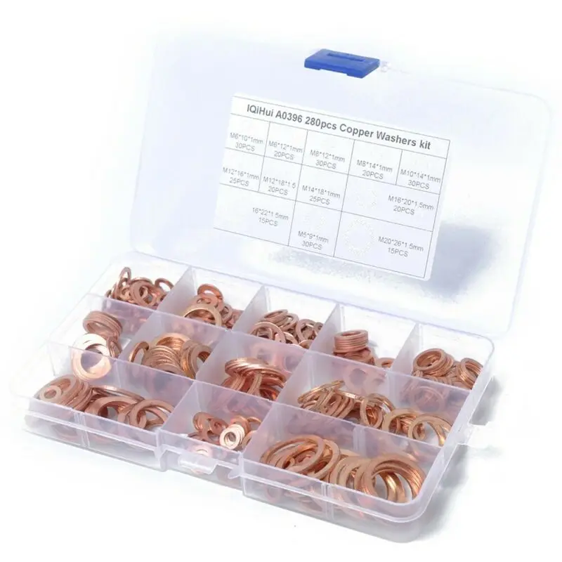

Electrical Washers Assortment Kit Seal Fastener Flat O Ring Gaskets Automobiles Engine Generator Use Hardware Tools