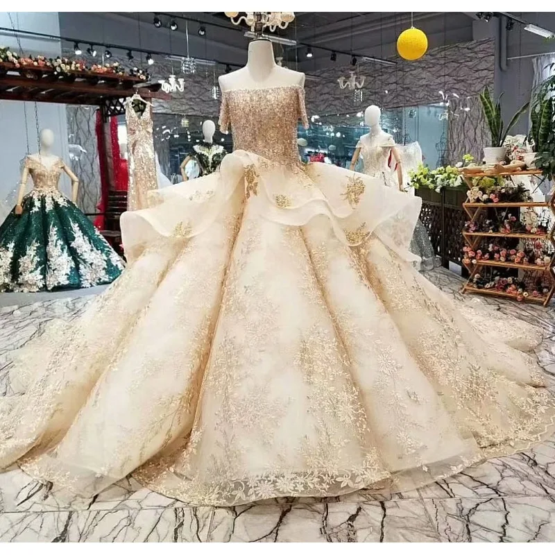 Bgw 21516ht Gouden Kant Avondjurk Off Shoulder Boothals Korte Mouw Kralen Crystal Luxe Avond Party Dress Abito Da sera Bgw 21516ht Gouden Kant Avondjurk Off Shoulder Boothals Korte Mouw Kralen Crystal Luxe Avond Party Dress Abito Da sera