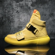 Новая трендовая Мужская обувь из натуральной кожи, Осенние повседневные высокие кроссовки для мужчин, удобная водонепроницаемая обувь для ходьбы