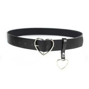 

Heart shaped Buckle lady waistband gold silver color Dames riem mode PU lederen metalen hart pin gesp riem for women gifts