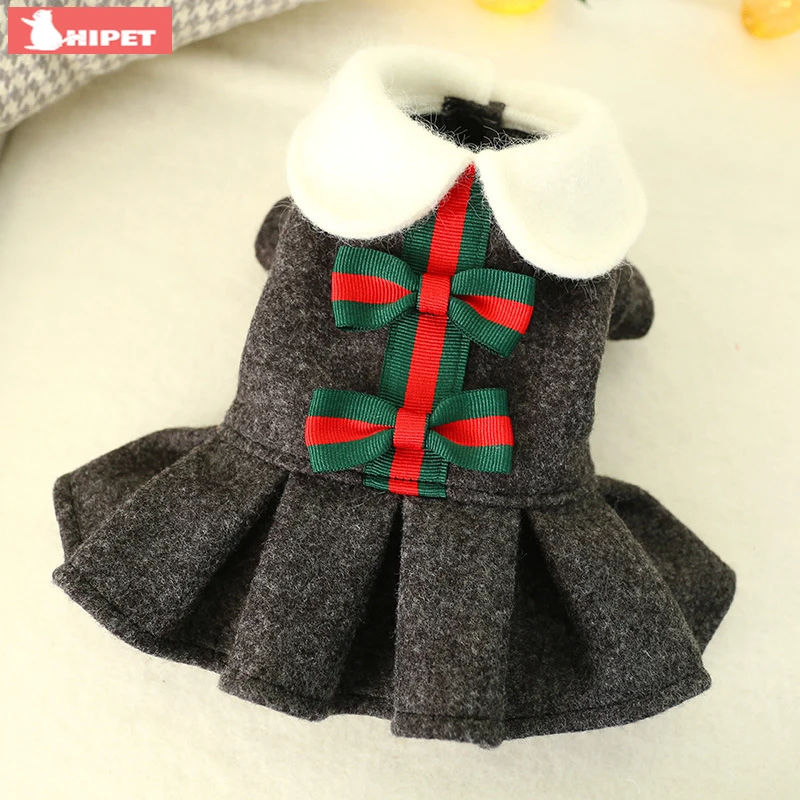 Pet Dog Christmas Clothes Costumes Puppy Cat Knit Apparel Tutu Dress Bowknot USA