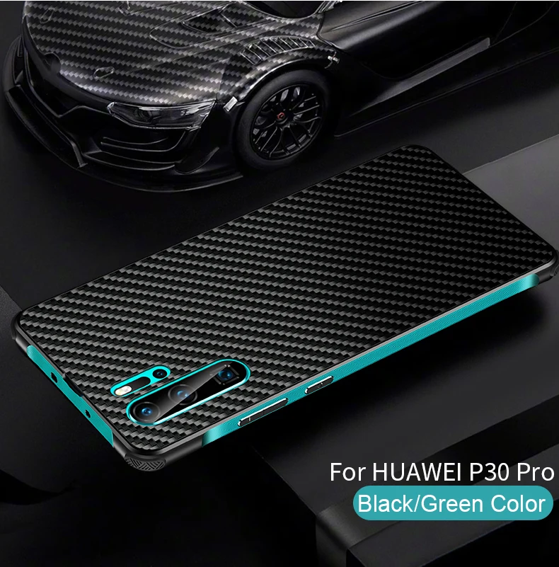 Чехол из углеродного волокна с текстурой для huawei P20 P30 Pro Lite, тонкая металлическая оправа, устойчивая к царапинам, прочная крышка Fundas