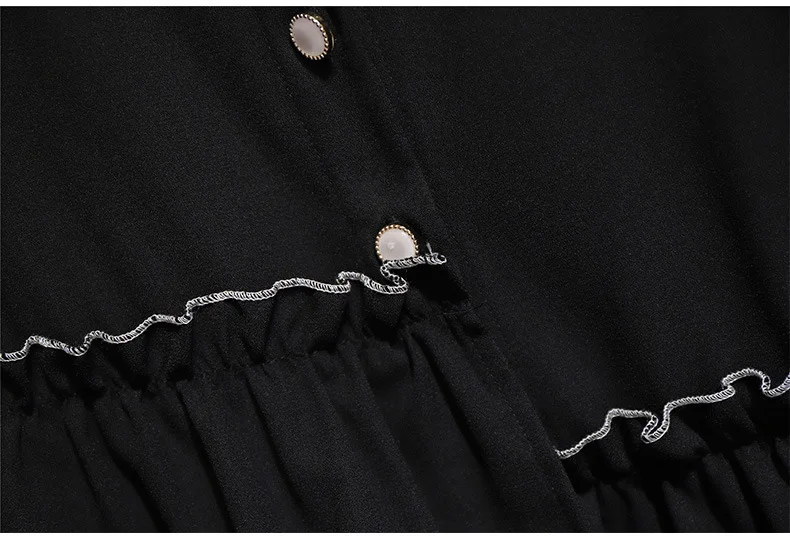 Весна осень размера плюс Топы для женщин большая блузка с длинным рукавом Свободная Повседневная кружевная длинная рубашка с отворотом черная 4XL 5XL 6XL 7XL