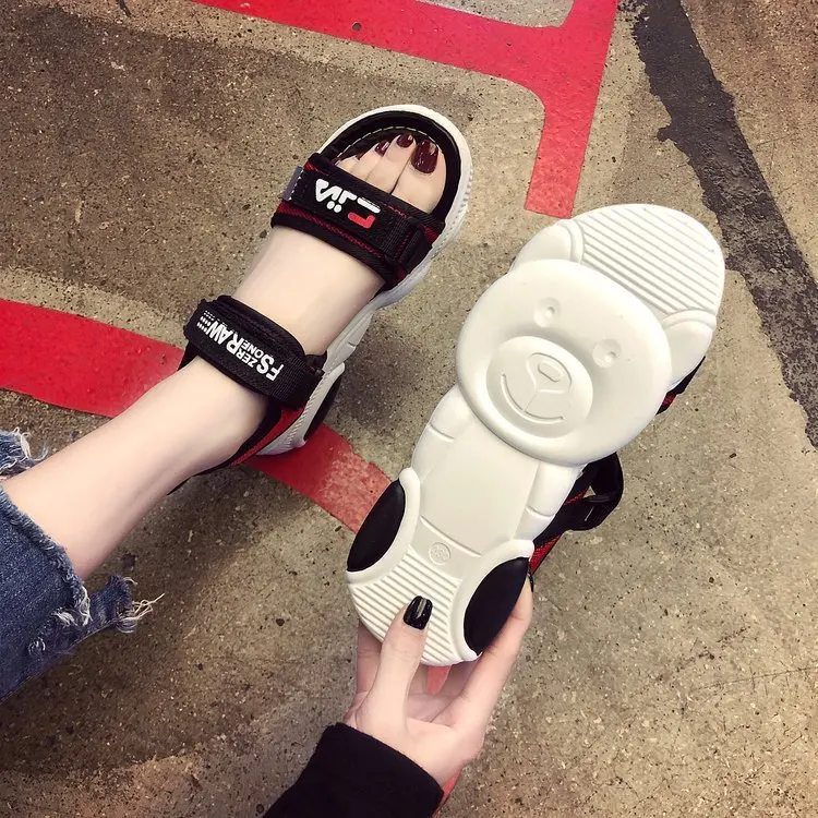 

2019 Summer New Style Korean-style Versatile Students Thick Bottomed Platform Rome Sandals Fairy Wind CHIC Bear Sandals Women's