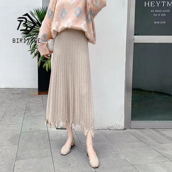 

Autumn Winter Fashion Ribbed Tassel Knitted Long Female Warm A-Line Maxi Skirt New High Waist Solid Casual Skirts B07015R