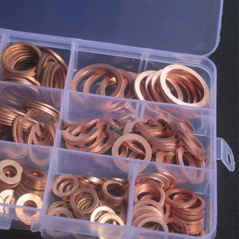 300x Crush Copper Washer Gasket Flat Ring Seal Kit M5 M6 M8 M10 M12 M14 M16 M20