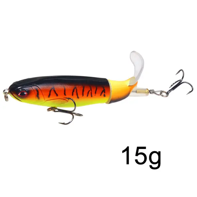 1 Pcs 10cm/14cm Topwater Fishing Lure Whopper Popper Artificial Bait Hard Plopper Soft Rotating Tail Fishing Tackle Fishing Bait V