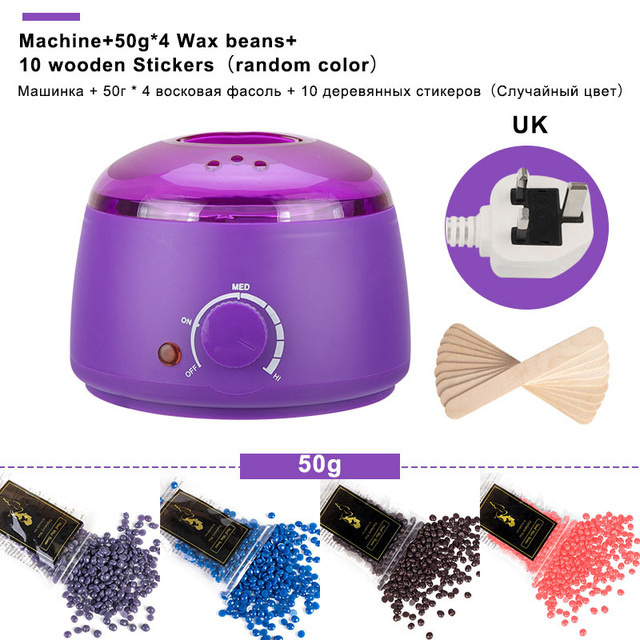 electric Mini Wax-melt Heater Machine 4 Bags Wax Bean 10 Wood Stickers Hair Removal Machine Waxing Kit Calentador de cera