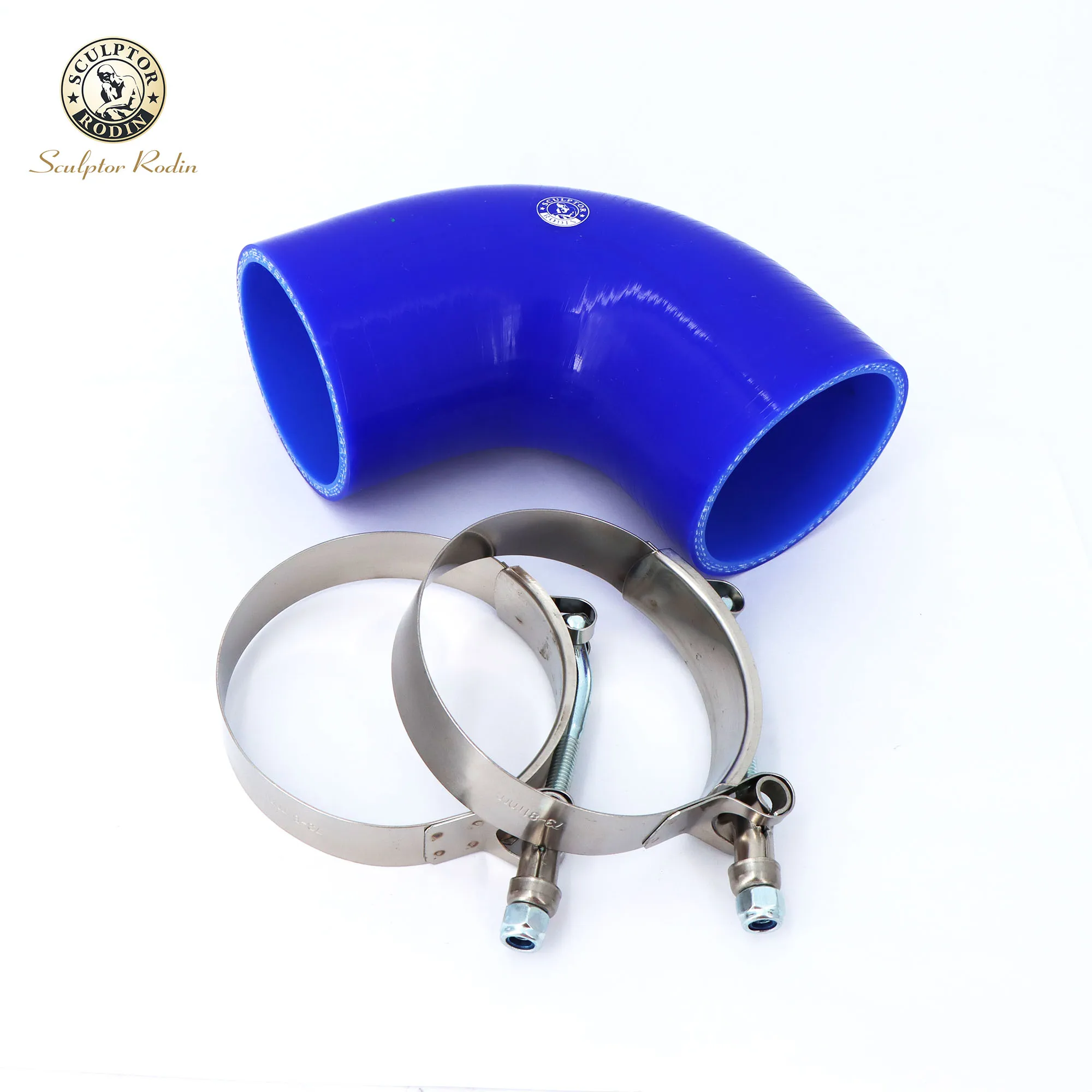 90 degrees 51 57 63 70 76 83 89MM Silicone Hose Elbow Rubber Joiner Bend Tube for Intercooler Cold Air Intake Hose + clamp Blue