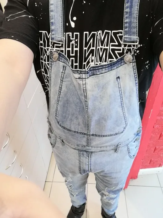 Модные Для Мужчин's Рваные джинсы комбинезоны Марка NEW Fashion Hi Street рваные джинсовые Комбинезон для человек штаны с подтяжками Размеры S-XXXL Лидер продаж