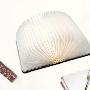

LED folding wooden mini book light with USB charging