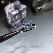 925 пробы Серебряное лабораторное кольцо с муассанитом, 1 карат, 2ct, 3ct, DF, цветная установка Зубцов, 4 когтя, кольцо с бриллиантом для свадьбы Wowen